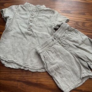 Rylee + Cru mason gingham shirt Bermuda shorts summer Set in Gray Gingham